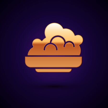 Gold Shaving gel foam icon isolated on dark blue background. Shaving cream. Vector Illustration.のイラスト素材