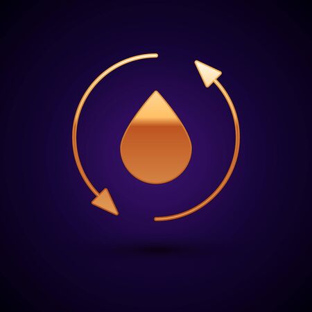Gold Oil drop icon isolated on black background. Vector Illustrationのイラスト素材