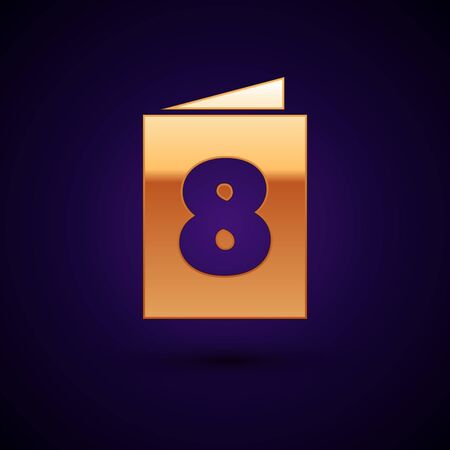 Gold Greeting card with 8 March icon isolated on black background. International Happy Women Day. Vector Illustration.のイラスト素材