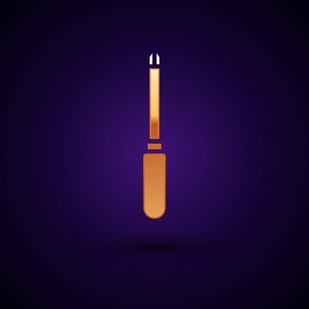 Gold Screwdriver icon isolated on black background. Service tool symbol. Vector Illustration.のイラスト素材