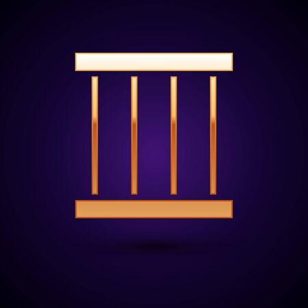 Gold Prison window icon isolated on black background. Vector Illustration.のイラスト素材