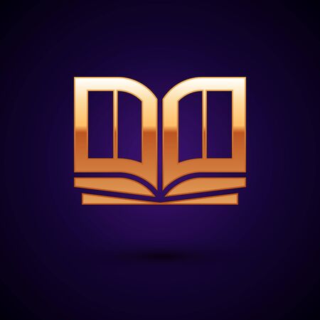 Gold Holy bible book icon isolated on black background. Vector Illustrationのイラスト素材
