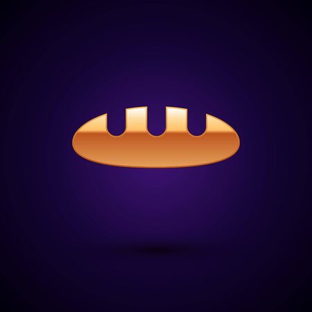 Gold Bread loaf icon isolated on black background. Vector Illustration.のイラスト素材