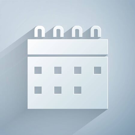 Paper cut Calendar icon isolated on grey background. Event reminder symbol. Paper art style. Vectorのイラスト素材