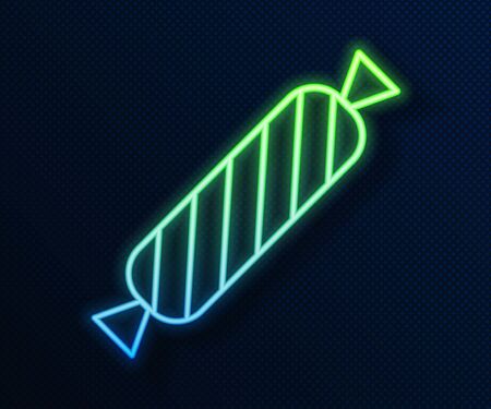 Glowing neon line Candy icon isolated on blue background. Vectorのイラスト素材