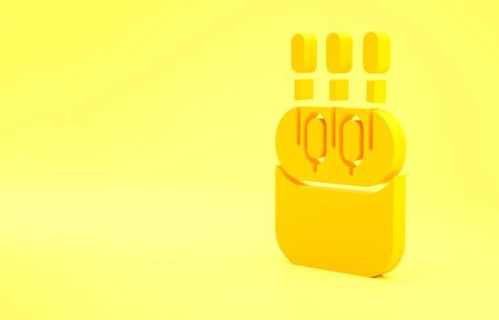 Yellow Cotton swab for ears icon isolated on yellow background. Minimalism concept. 3d illustration 3D renderの写真素材
