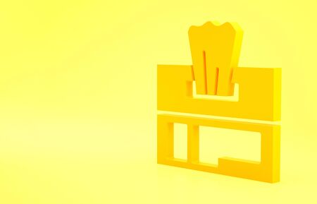 Yellow Wet wipe pack icon isolated on yellow background. Minimalism concept. 3d illustration 3D renderの写真素材
