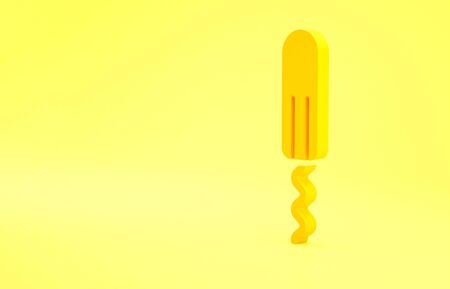 Yellow Menstruation and sanitary tampon icon isolated on yellow background. Feminine hygiene product. Minimalism concept. 3d illustration 3D renderの写真素材