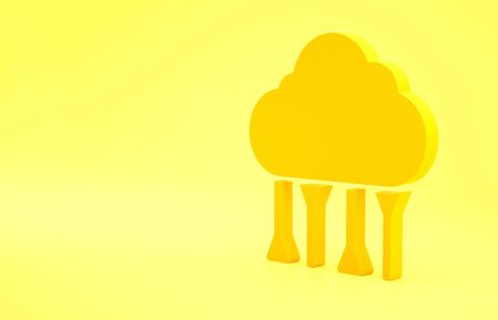 Yellow Network cloud connection icon isolated on yellow background. Social technology. Cloud computing concept. Minimalism concept. 3d illustration 3D renderの写真素材