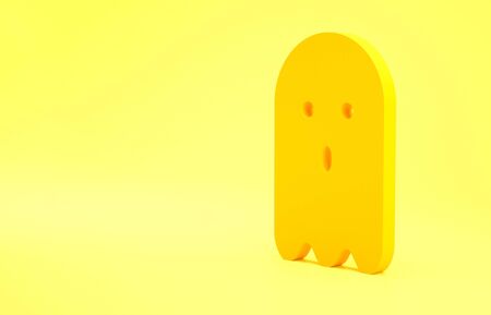 Yellow Ghost icon isolated on yellow background. Minimalism concept. 3d illustration 3D renderの写真素材
