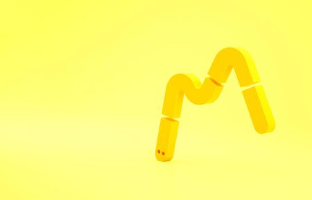 Yellow Jelly worms candy icon isolated on yellow background. Minimalism concept. 3d illustration 3D renderの写真素材