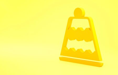 Yellow Cake icon isolated on yellow background. Happy Birthday. Minimalism concept. 3d illustration 3D renderの写真素材