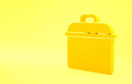 Yellow Cooking pot icon isolated on yellow background. Boil or stew food symbol. Minimalism concept. 3d illustration 3D render.の写真素材