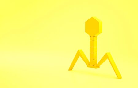 Yellow Bacteria bacteriophage icon isolated on yellow background. Bacterial infection sign. Microscopic germ cause diseases concept. Minimalism concept. 3d illustration 3D renderの写真素材