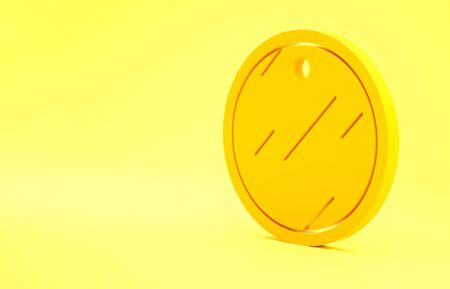 Yellow Cutting board icon isolated on yellow background. Chopping Board symbol. Minimalism concept. 3d illustration 3D renderの写真素材