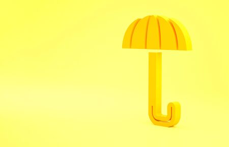 Yellow Classic elegant opened umbrella icon isolated on yellow background. Rain protection symbol. Minimalism concept. 3d illustration 3D render.の写真素材