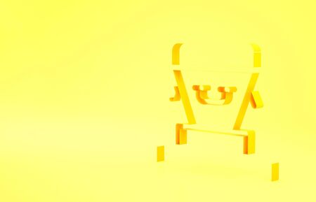 Yellow Coffin icon isolated on yellow background. Funeral ceremony. Minimalism concept. 3d illustration 3D render.の写真素材