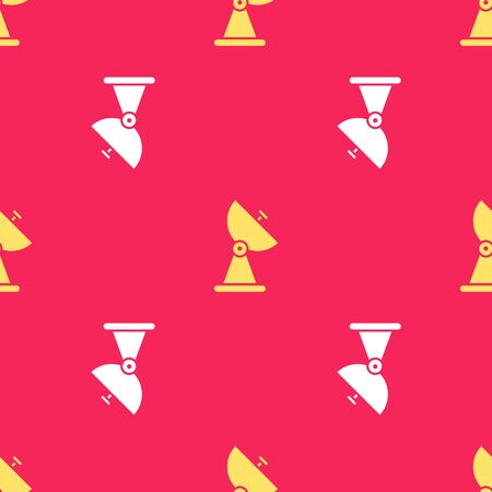 Yellow Radar icon isolated seamless pattern on red background. Search system. Satellite sign. Vector Illustrationのイラスト素材