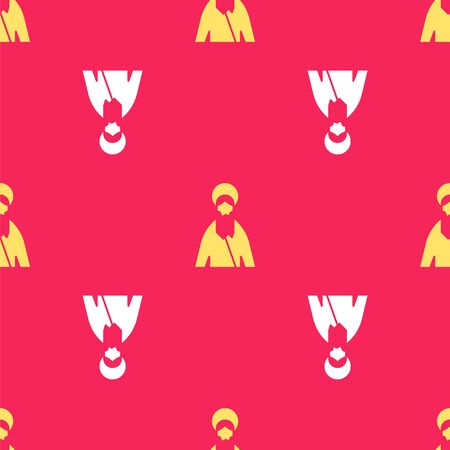 Yellow Jesus Christ icon isolated seamless pattern on red background. Vector Illustrationのイラスト素材