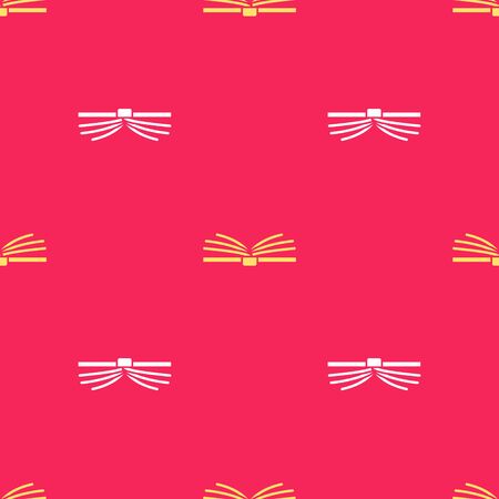 Yellow Open book icon isolated seamless pattern on red background. Vector Illustrationのイラスト素材