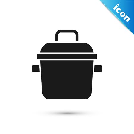 Grey Cooking pot icon isolated on white background. Boil or stew food symbol. Vector.のイラスト素材