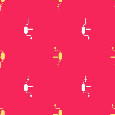 Yellow Hand drill icon isolated seamless pattern on red background. Vector Illustrationのイラスト素材
