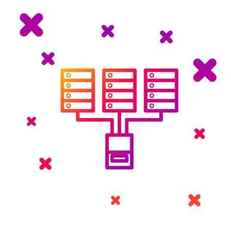 Color line Server, Data, Web Hosting icon isolated on white background. Gradient random dynamic shapes. Vector Illustration.のイラスト素材