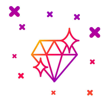 Color line Diamond icon isolated on white background. Jewelry symbol. Gem stone. 8 March. International Happy Women Day. Gradient random dynamic shapes. Vector Illustration.のイラスト素材
