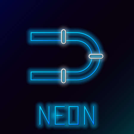 Glowing neon line Industry metallic pipe icon isolated on black background. Colorful outline concept. Vector.のイラスト素材