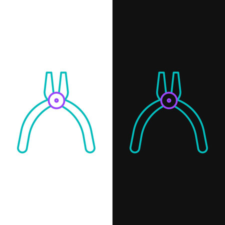 Line Pliers tool icon isolated on white and black background. Pliers work industry mechanical plumbing tool. Colorful outline concept. Vector.のイラスト素材