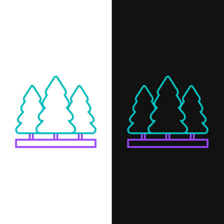 Line Christmas trees icon isolated on white and black background. Merry Christmas and Happy New Year. Colorful outline concept. Vector.のイラスト素材