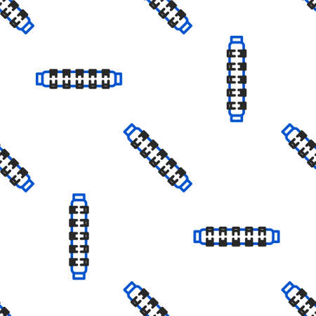 Line Hunting cartridge belt with cartridges icon isolated seamless pattern on white background. Bandolier sign. Hunter equipment, armament. Colorful outline concept. Vector.のイラスト素材