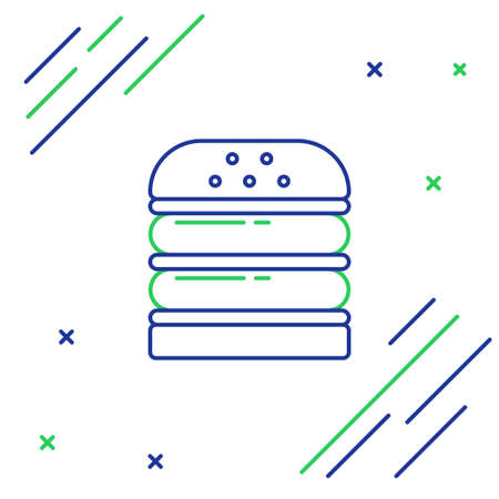 Line Burger icon isolated on white background. Hamburger icon. Cheeseburger sandwich sign. Fast food menu. Colorful outline concept. Vector.のイラスト素材