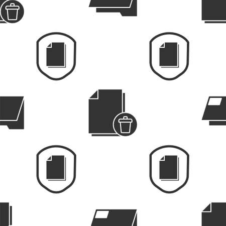 Set Document folder, Delete file document and Document protection concept on seamless pattern. Vector.のイラスト素材