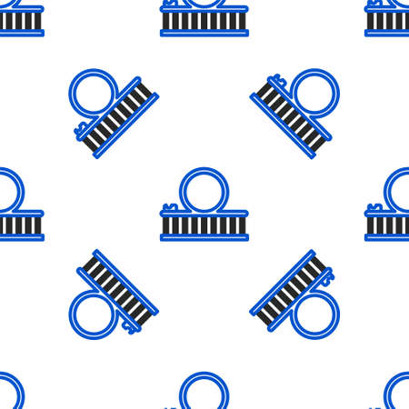 Line Roller coaster icon isolated seamless pattern on white background. Amusement park. Childrens entertainment playground, recreation park. Colorful outline concept. Vectorのイラスト素材