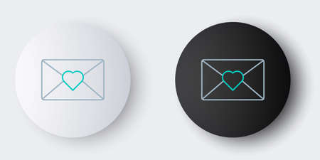 Line Envelope with Valentine heart icon isolated on grey background. Message love. Letter love and romance. Colorful outline concept. Vectorのイラスト素材