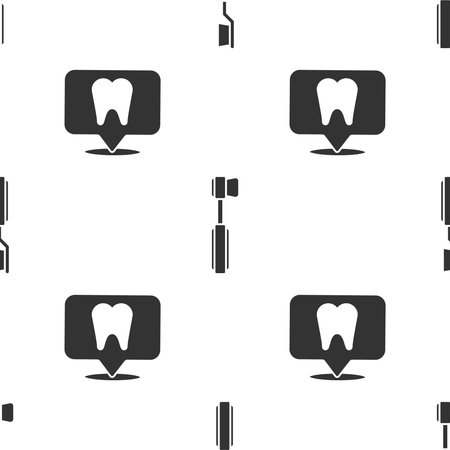 Set Toothbrush, Toothbrush and Dental clinic location on seamless pattern. Vectorのイラスト素材