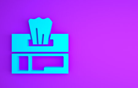 Blue Wet wipe pack icon isolated on purple background. Minimalism concept.の写真素材