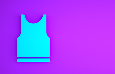 Blue Sleeveless T-shirt icon isolated on purple background. Minimalism concept.の写真素材
