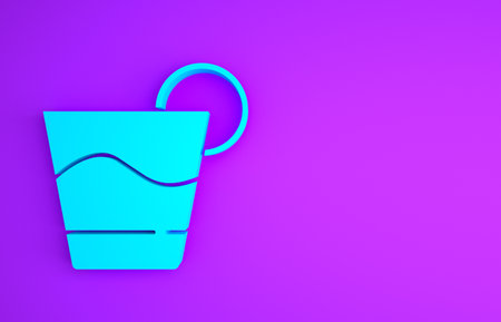 Blue Cocktail icon isolated on purple background. Minimalism concept.の写真素材