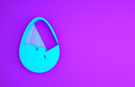 Blue Chocolate egg icon isolated on purple background. Minimalism concept.の写真素材