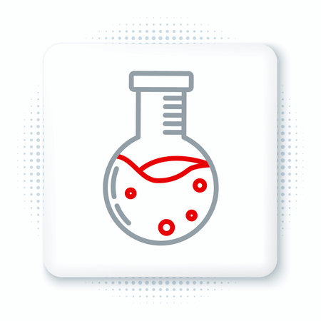 Line Test tube and flask chemical laboratory test icon isolated on white background. Laboratory glassware sign. Colorful outline concept. Vectorのイラスト素材