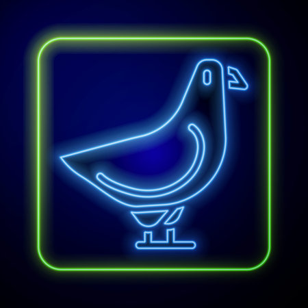 Glowing neon Dove icon isolated on blue background. Vectorのイラスト素材
