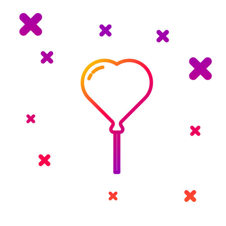 Color line Balloon in form of heart with ribbon icon isolated on white background. Valentines day. Gradient random dynamic shapes. Vectorのイラスト素材