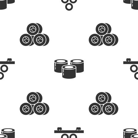 Set Sushi on cutting board, Sushi and Sushi on seamless pattern. Vectorのイラスト素材