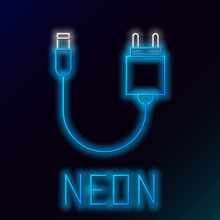Glowing neon line Charger icon isolated on black background. Colorful outline concept. Vectorのイラスト素材