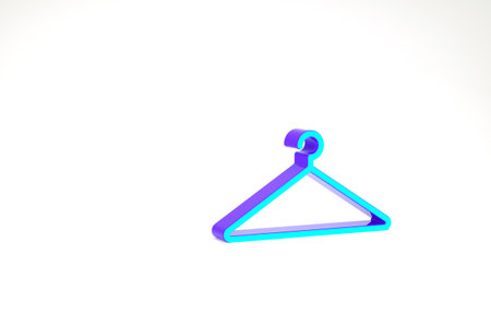 Turquoise Hanger wardrobe icon isolated on white background. Cloakroom icon. Clothes service symbol. Laundry hanger sign. Minimalism concept. 3d illustration 3D renderの写真素材