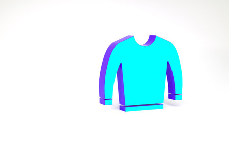 Turquoise Sweater icon isolated on white background. Pullover icon. Minimalism concept. 3d illustration 3D renderの写真素材