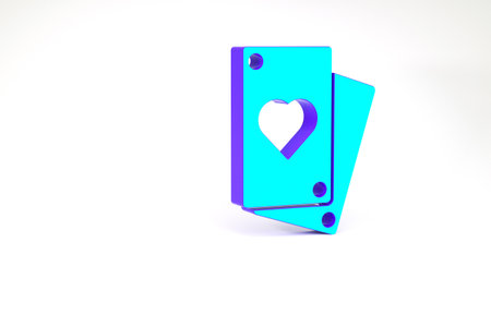 Turquoise Playing card icon isolated on white background. Minimalism concept. 3d illustration 3D renderの写真素材