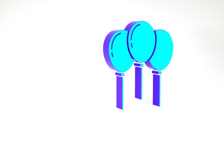 Turquoise Balloons with ribbon icon isolated on white background. Minimalism concept. 3d illustration 3D renderの写真素材